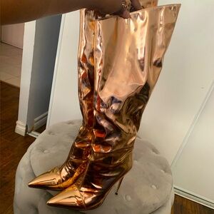 Rose Gold Thigh High Boots